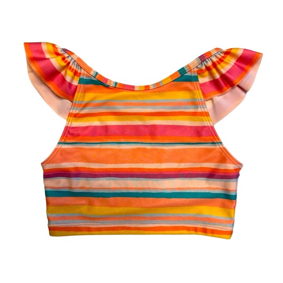 Tea Collection | Girl Orange Berry Purple Striped Tankini 2pec Swim Set Size 6 - Picture 9 of 11